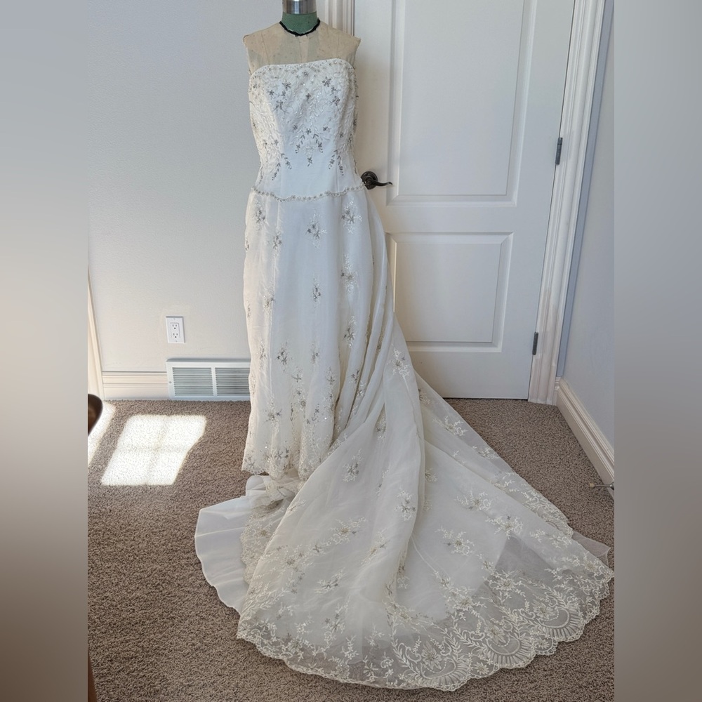 Oleg Cassini Ivory Embellished Wedding Gown